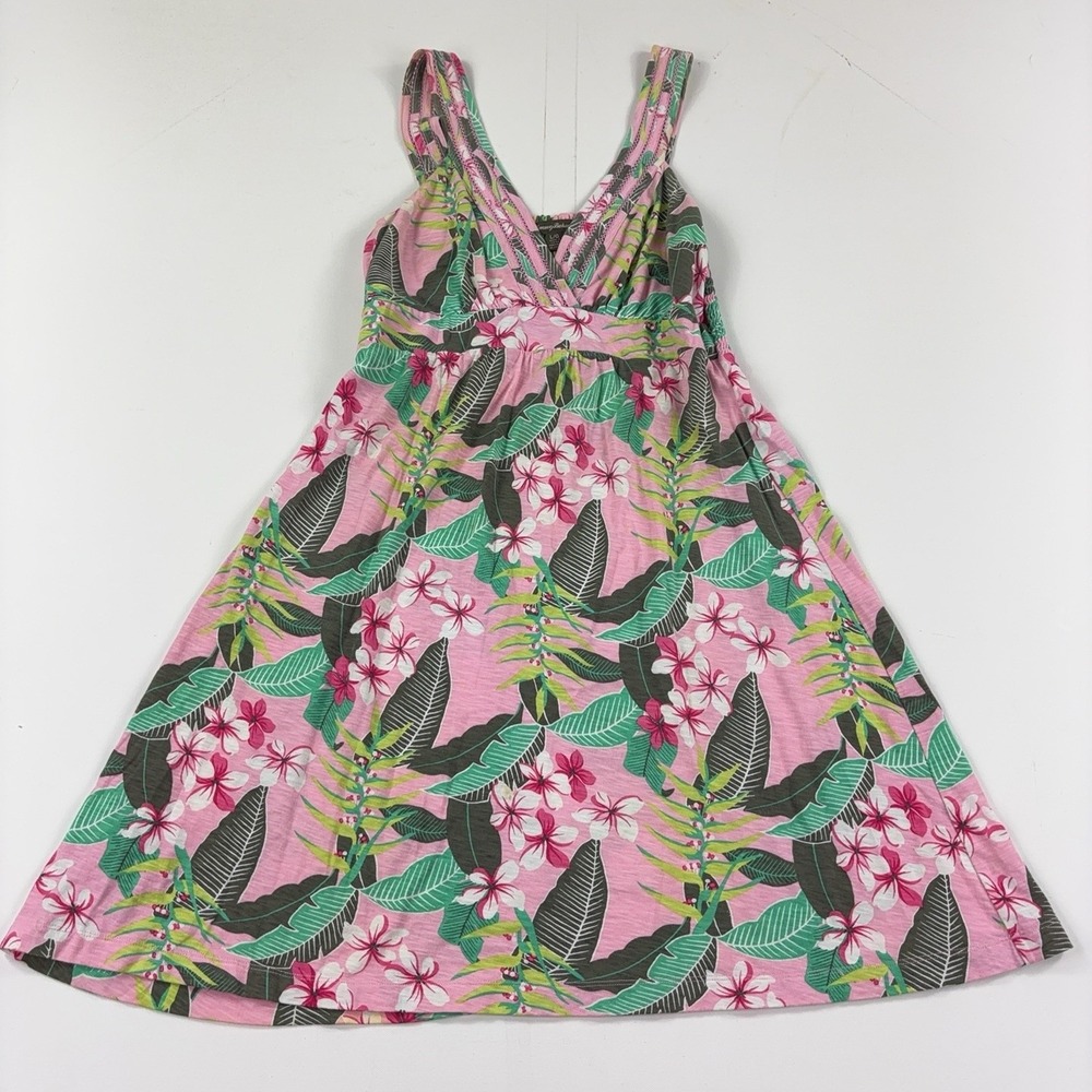 Tommy Bahama Sundress Womens Large Pink Floral Smocked Strappy Hawaiian